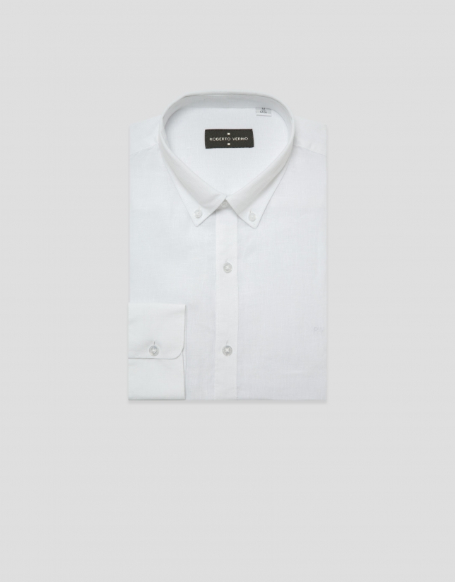 Camisa sport regular lino blanco