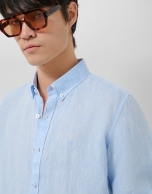 Camisa sport regular lino celeste