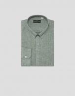 Camisa sport regular lino caqui