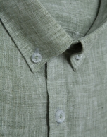 Camisa sport regular lino caqui