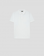 White short-sleeved piqu&eacute; polo shirt