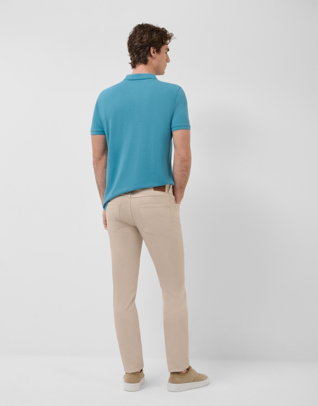 Polo piqu&eacute; de manga corta azul verdoso