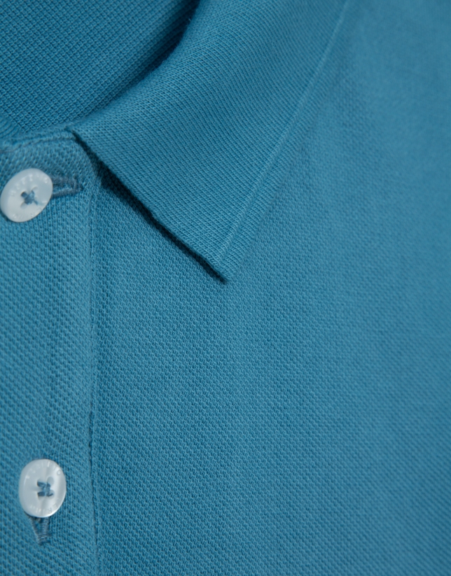Polo piqu&eacute; de manga corta azul verdoso