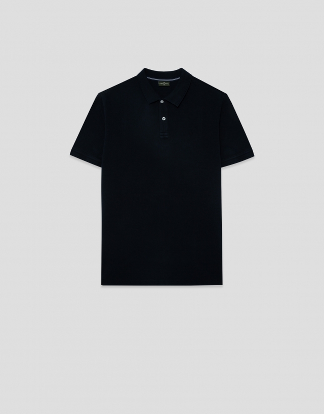 Polo piqu&eacute; de manga corta marino