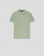 Khaki short-sleeved piqu&eacute; polo shirt