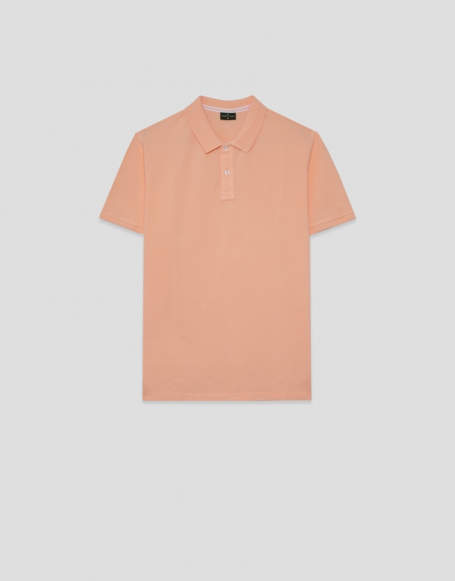 Polo piqu&eacute; de manga corta naranja claro