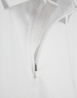 White technical piqu&eacute; polo shirt with zip