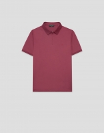 Plum-colored technical piqu&eacute; polo shirt with zip