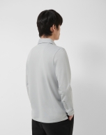 Grey long-sleeved piqu&eacute; shirt