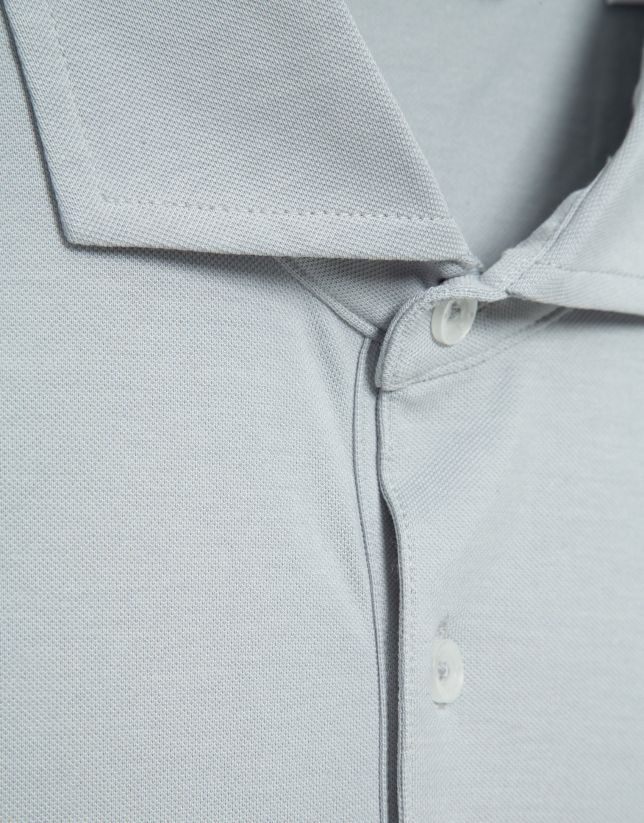 Polo manga larga piqu&eacute; gris