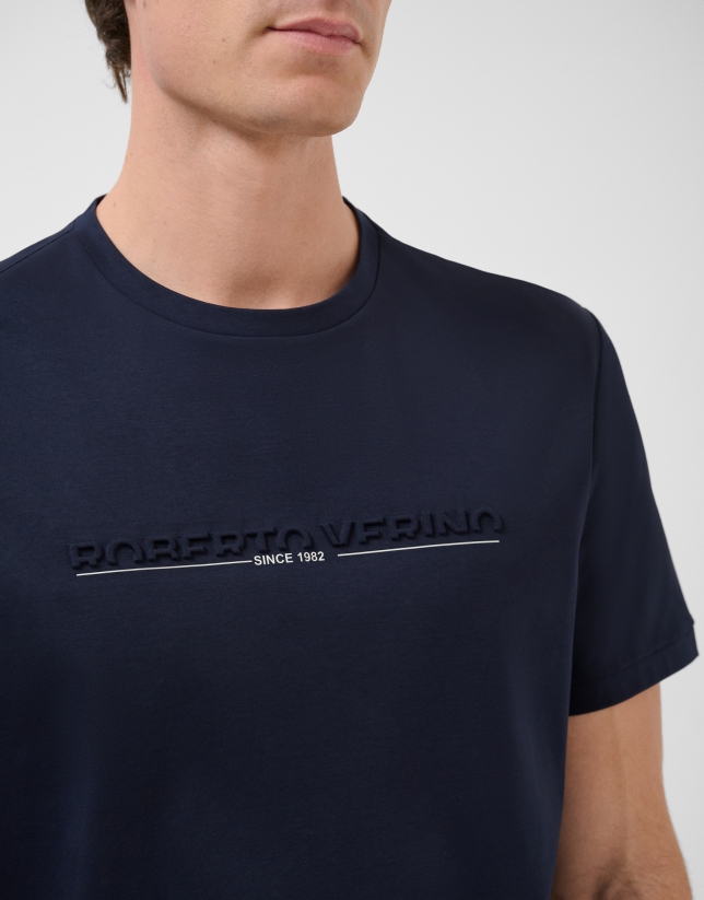 Camiseta manga corta marino con logo pecho