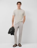 Grey melange knitted short-sleeved T-shirt