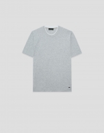 Grey melange knitted short-sleeved T-shirt