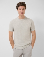 Camiseta manga corta tricotada gris melange