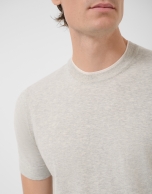 Grey melange knitted short-sleeved T-shirt