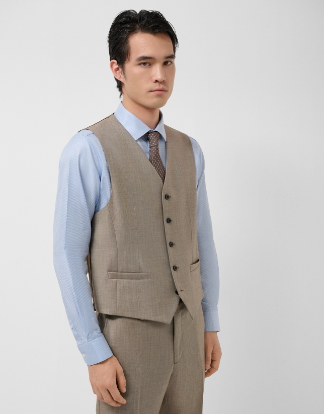 Dark mink wool faux plain waistcoat