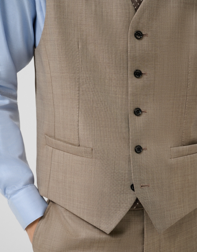 Dark mink wool faux plain waistcoat