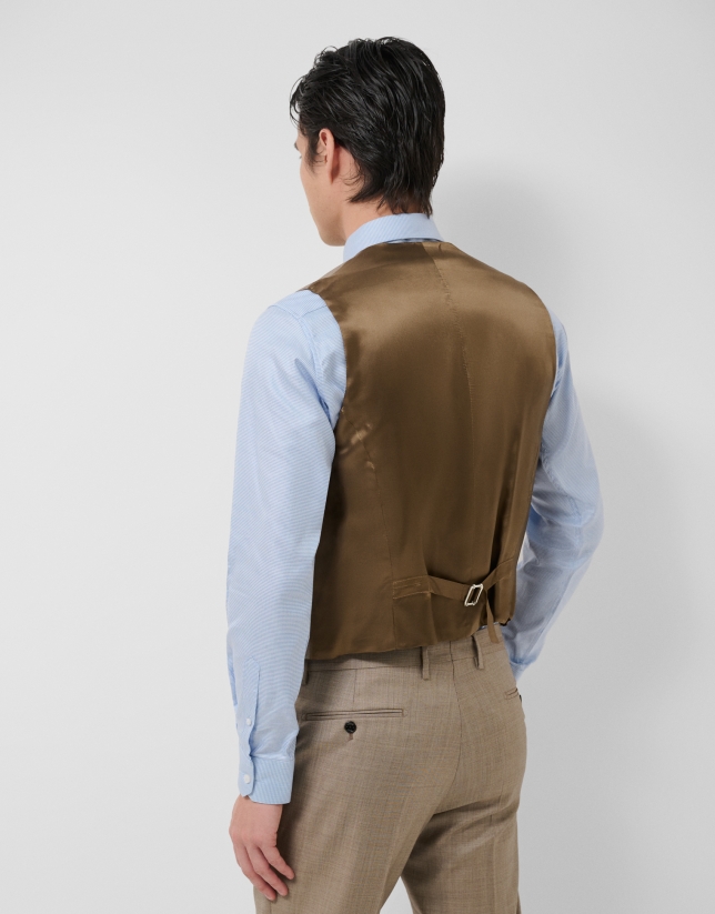 Dark mink wool faux plain waistcoat