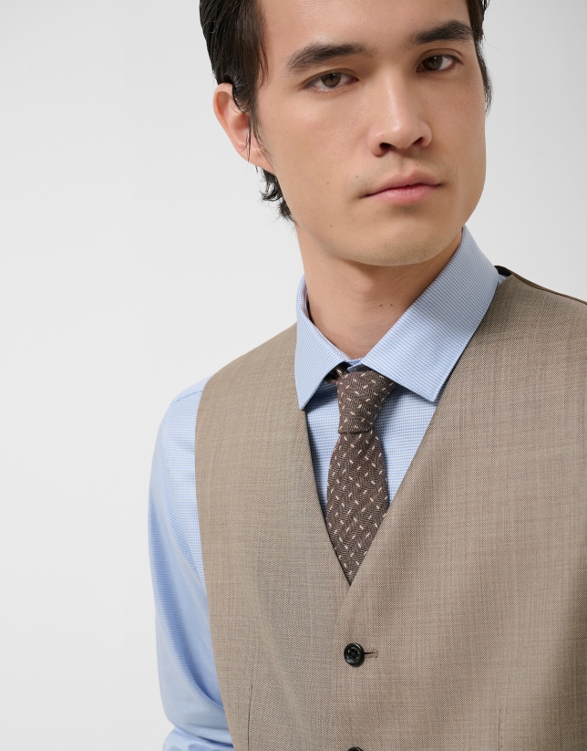 Dark mink wool faux plain waistcoat