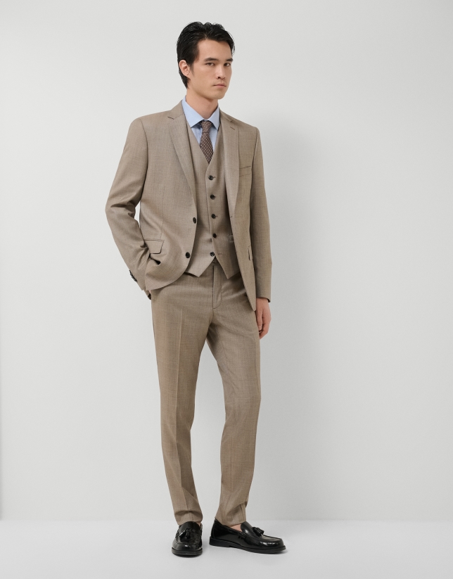 Dark mink wool faux plain waistcoat