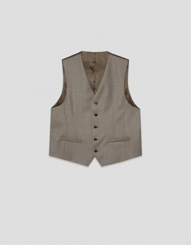 Dark mink wool faux plain waistcoat