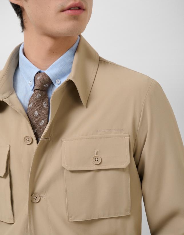 Sobrecamisa separate t&eacute;cnica color beige