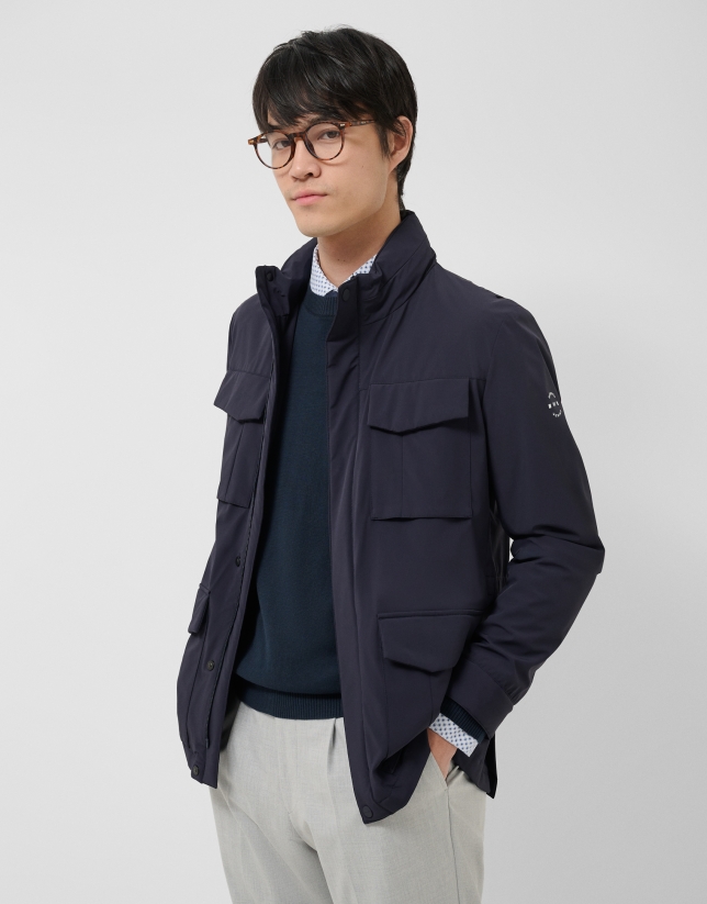 Navy blue technical parka