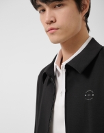 Black double-knit zip-up overshirt