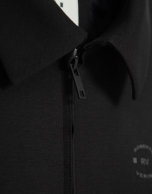 Black double-knit zip-up overshirt