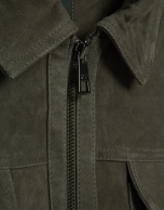 Khaki suede jacket with chest pockets