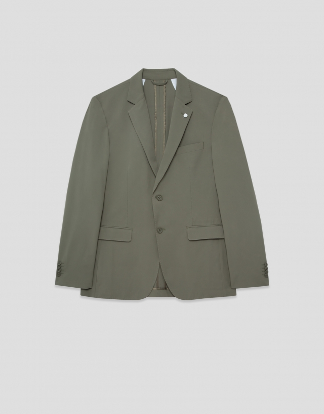 Khaki technical fabric blazer