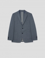 Separate comfort faux smooth navy blue jacket