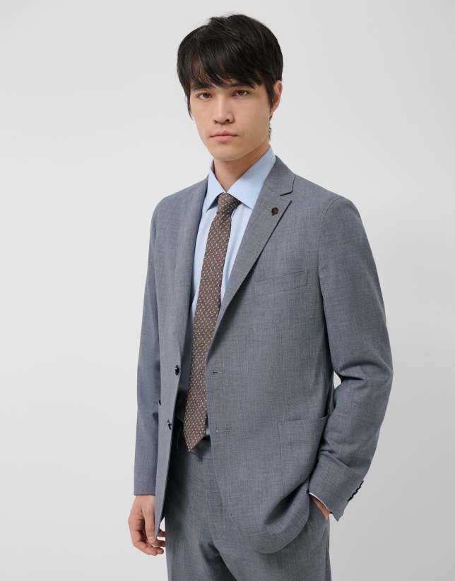 Separate comfort faux smooth navy blue jacket