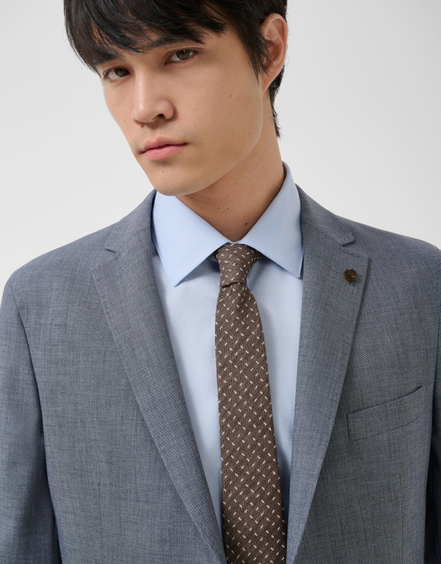 Separate comfort faux smooth navy blue jacket