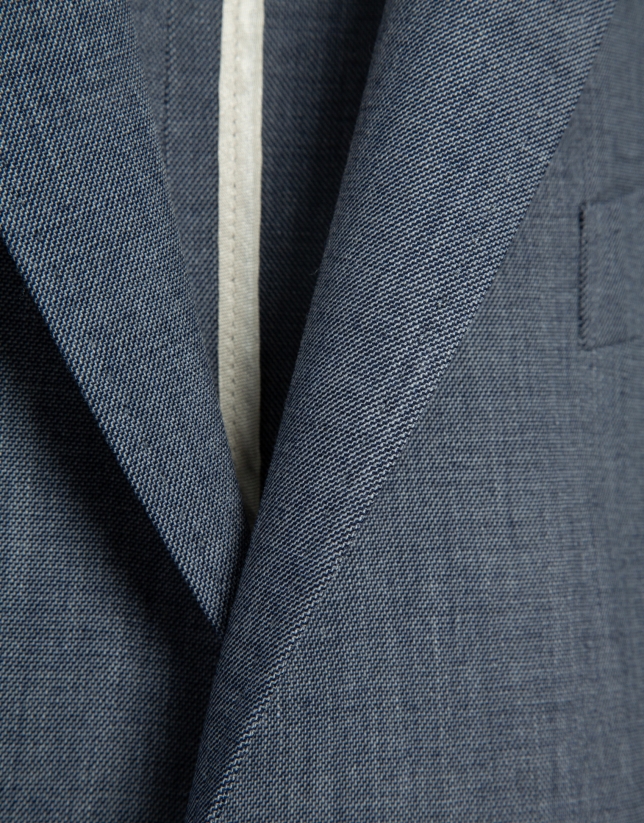 Separate comfort faux smooth navy blue jacket