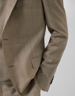 Half canvas slim fit suit in dark mink faux suede