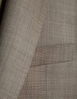 Half canvas slim fit suit in dark mink faux suede