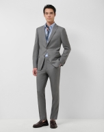 Traje half canvas slim fit falso liso gris oscuro