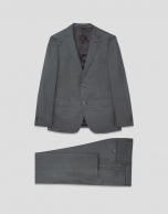 Traje half canvas slim fit falso liso gris oscuro
