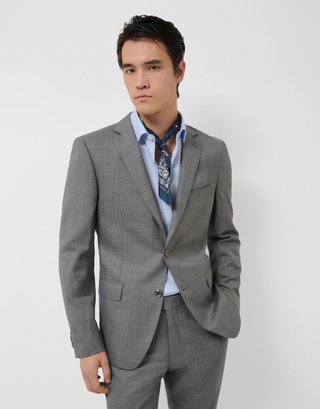 Traje half canvas slim fit falso liso gris oscuro