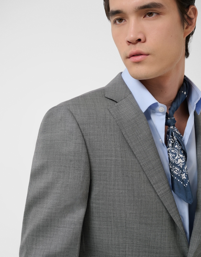 Traje half canvas slim fit falso liso gris oscuro