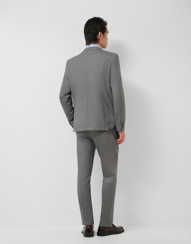 Half canvas slim fit faux plain dark grey suit