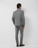 Half canvas slim fit faux plain dark grey suit