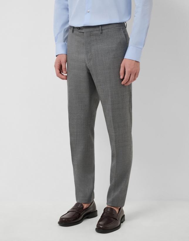 Traje half canvas slim fit falso liso gris oscuro