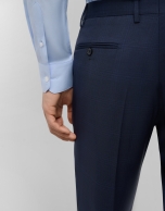 Half canvas suit in blue checked wool