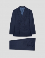 Traje half canvas lana cuadros tonos azules
