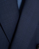 Half canvas suit in blue checked wool