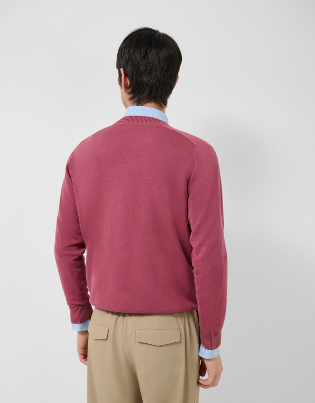 Jersey algod&oacute;n liso high twist ciruela