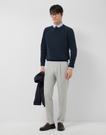 Jersey algod&oacute;n liso high twist marino