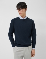 High twist navy blue plain cotton jumper